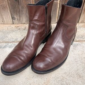 Frye Men's Dark Brown Leather Zip Ankle Boots